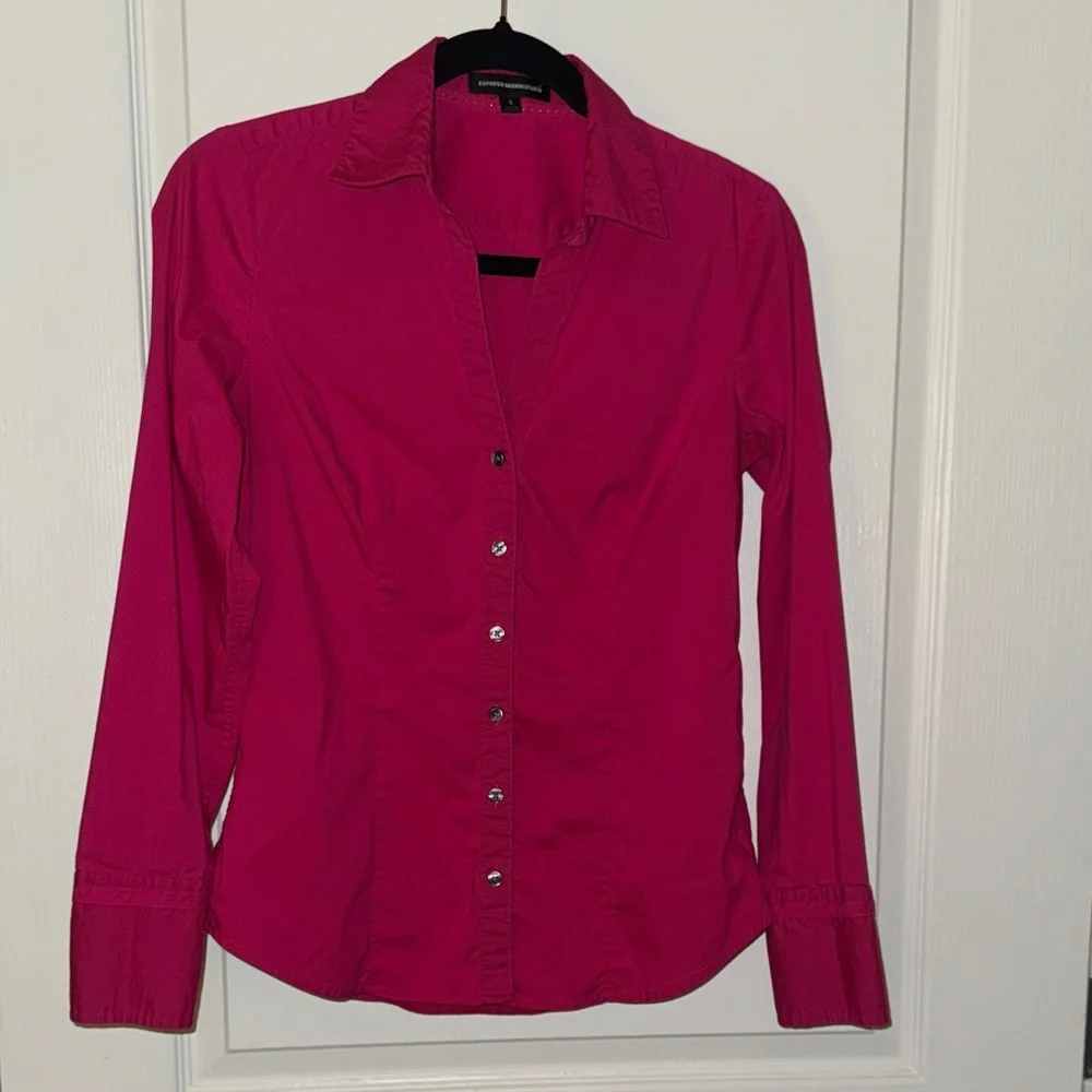 Express Fuchsia Button-Down Shirt - Picture 1 of 3